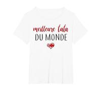 Meilleure Tata du Monde Cadeau Tante T-Shirt, Femme Grandes Tailles, Blanc, 5X