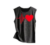 ღMeilleure Vente LuckyGirls Mode Coeur Manches Courtes Loose Femmes T-Shirt imprimé décontracté O-Neck Top(A Gris Foncé,M)