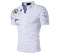 ღMeilleure Vente LuckyGirls Tee Shirt Homme, Coupe Slim, col V Manches Courtes Muscle Casual Tops T-Shirts(Blanc,Large)