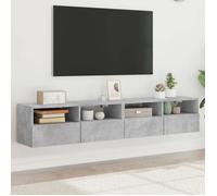 Meilleures Armoire HiFi suspendus | Meubles TV muraux 2 pcs | - gris béton - 80x30x30cm - bois d'ingénierie SSD83678832