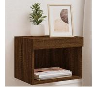 Meilleures Armoire HiFi suspendus | Tables de chevet murales avec lumières LED 2 pcs | - chêne marron - SSD46531339