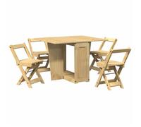 Meilleures Ensemble à manger papillon - cinq pièces - Jeu de TABLE A MANGER + 4 CHAISES - Corona pliable cire marron pin