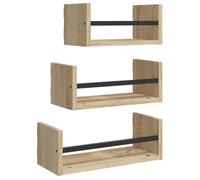Meilleures Ensemble d'étagères murales - Meuble étagère d'exposition - avec barres 3 pcs chêne sonoma SSDC7097379