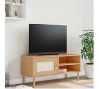 Meilleures Meuble TV SENJA aspect rotin marron 106x40x49cm - Bois massif pin SSD50387253