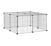 Meilleures Poulailler-Enclos-Cage animaux - de com - MODERNE Cage animaux de compagnie à 12 panneaux et porte Noir 35x35 cm 26129