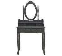 Meilleures Table de Maquillage/Chambre, Ensemble de coiffeuse avec tabouret - Gris 75x69x140 cm Paulownia - HZ168634