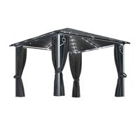 Meilleures Tonnelle de jardin-Tonnelle - Anti UV - avec rideau et lumières LED 3x3 m Anthracite Aluminium SSD7492067