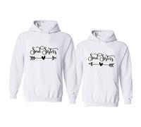 Meilleurs Amis Pull pour Deux Filles Meilleurs Amis Sweat à Capuche BFF Pull Soeur à Capuche Femmes Pull Cadeau d'anniversaire 1 pièce (Blanc-Droite, S)
