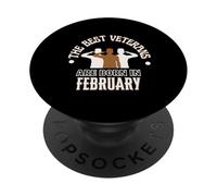 Meilleurs Anciens Combattants nés en février, Cadeau d'anniversaire, Journée des Anciens Combattants PopSockets PopGrip Adhésif
