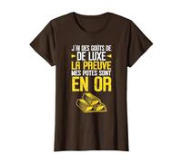 Meilleurs Potes | Goûts de Luxe | Cadeau Amitié Surprise T-Shirt, Femme, Marron, M