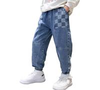 MEILONGER Jeans Baggy pour garçons Enfants avec Taille élastique Extensible Mode Denim größe 8, 10-12, 14-16(Bleu-14-16)