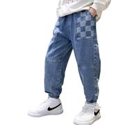 MEILONGER Jeans Baggy pour garçons Enfants avec Taille élastique Extensible Mode Denim größe 8, 10-12, 14-16(Bleu-10-12)