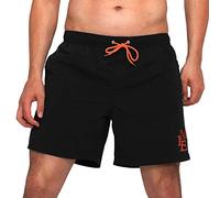 MEILONGER Maillots de Bain pour Hommes, Plage à séchage Rapide Planche de Natation Shorts Maille Doublure et Poches Maillots de Bain(Noir,S)
