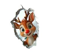 MEILVMEIJI Sticker mural de Noël avec renne de Père Noël fissuré pour décoration de réfrigérateur