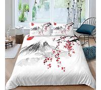 Meimall Housse De Couette Simple Rouge Plantes Branches 240X280 Cm Parure De Lit Personne Avec Housse De Couette En Microfibre Et Taies D'Oreiller, 3D Imprimé Ensemble De Literie Pour Adulte Enfant Fi