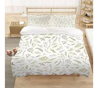 Meimall Parure De Lit Vert Frais Plantes Feuilles 240X280 Cm Anti-Rides - Housse De Couette avec - Housse De Couette Douce - La Fibre De Polyester Est Super Douce