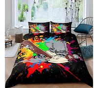 Meimall Sets De Housse De Couette Couleur Skateboard Graffiti Art 220X240 Cm 2 X Taies D'Oreiller,3D Linge De Lit Ado Imprimé Parure De Lit Avec Fermeture Pour 1/2 Personnes Anti-Rides Et Anti-Allergi
