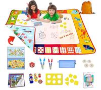 Meimii - Tapis Magique Double Face 120x90cm Avec Accessoires, jeux éducatifs, tapis de dessin à eau, jouets pour enfants 2 3 4 5 ans Idée cadeau, Design déposé, Doodle, Aqua