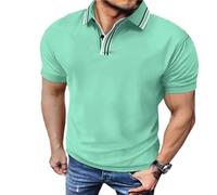 MEIMIYI Caractéristiques Polo Shirt Homme Polo À Manches Courtes Stretch Polo Confortable Homme Polo D'Été Polo Shirt Homme Polo À Manches Courtes Polo Shirt Homme H-Green 3XL