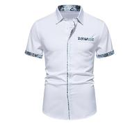 MEIMIYI Mode Shirt Classique Tendance Décontractée Tops Léger Confortable Respirant Chemise À Patte De Boutonnage Coupe Régulière Manche Courte Homme E-White M