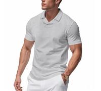 MEIMIYI Polo Homme Affaires Décontractée Classique Mode T-Shirt Extérieur Golf Entraînement Sportshirt Basique Confortable Respirable Manche Courte P-Light Grey L P-Light Grey L