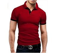 MEIMIYI Polo Shirt Manches Courtes Hommes Polo D'Été Polo Shirt Hommes Polo Shirt Hommes Manches Courtes Polo Shirt Hommes Caractéristiques Polo Shirt Hommes Stretch Manches Courtes O-Wine Red L