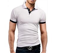 MEIMIYI Polo Shirt Manches Courtes Hommes Polo D'Été Polo Shirt Hommes Polo Shirt Hommes Manches Courtes Polo Shirt Hommes Caractéristiques Polo Shirt Hommes Stretch Manches Courtes H-White L