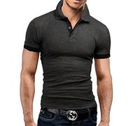 MEIMIYI Polo Shirt Manches Courtes Hommes Polo D'Été Polo Shirt Hommes Polo Shirt Hommes Manches Courtes Polo Shirt Hommes Caractéristiques Polo Shirt Hommes Stretch Manches Courtes J-Dark Grey1 XL