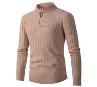 MEIMIYI Pull Homme Jeunesse All-Match Rayé Hautsen Maille Confortable Chaud Casual Pullà Mancheslongues Coupe Slim Col Haut Couleur Unie Pullentricot G-Khaki M