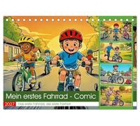 Mein erstes Fahrrad - Comic (Tischkalender 2027 DIN A5 quer), CALVENDO Monatskalender: Ein fröhlicher Comic über Kinder, die mit Mut, Humor und ... Selbstvertrauen und kleine große Erfolge.