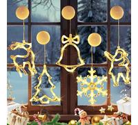 Mein HERZ 5 Pièces Fenêtre Noël Lumière,Lumières LED de Noël,Lumière de Fenêtre de Noël Suspendue avec Ventouse pour Décoration de Noël,Fête,Partie