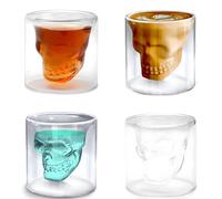 Mein HERZ Lot de 4 verres à whisky,Verres à shot avec motif tête de mort,Skull Head Design Verre à pour Vodka Verre à Whisky pour cadeau d'anniversaire, de Noël, d'anniversaire de mariage pour homme