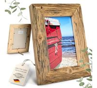 Mein Landhaus Cadre D'Image en Véritable Alt-Holz Style Vintage, Rustique - Fait Main Unique en Marron Foncé - Marron, 24 X 30 cm