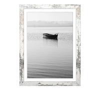 Mein Landhaus Cadre photo Copenhague vintage blanc tacheté, en bois MDF polyvalent, pour format portrait et paysage, différentes tailles, 50 x 70 cm, verre acrylique