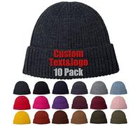 MEINAMI Bonnet personnalisé,Beanie Unisexe,18 Couleurs,100% Acrylique,Bonnet Personnalisable,Texte brodé personnalisé - 10PCS