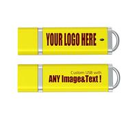MEINAMI Clé USB Personnalisée Publicitaire 32 Go avec Logo, Texte 25 Pièces Jaune