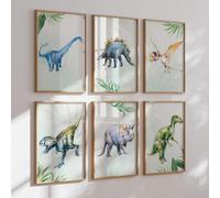 MeinBaby123® Dino Poster pour chambre d'enfant,Lot de 6 posters dinosaures DIN A4 I images pour chambre d'enfant garçon,Décoration de chambre de bébé,Poster mural Premium (Dino Set - 3)