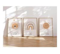 MeinBaby123® I Affirmationsbilder,Lot de 3 posters DIN A4,Images pour chambre d'enfant,Décoration de chambre de bébé,Poster mural de qualité supérieure (Set d'affirmations V4)