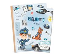 MeinBaby123® Lot de 10 cartes d'invitation police pour anniversaire d'enfant garçons - Invitations d'anniversaire pour enfants - Cartes d'invitation police - Avec 10 enveloppes (Police V1)