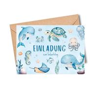 MeinBaby123® Lot de 10 cartes d'invitation pour anniversaire d'enfant - Monde sous-marin pour garçons et filles - Invitations d'anniversaire pour enfants avec 10 enveloppes - Qualité supérieure (monde
