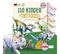 MeinBaby123® Lot de 110 tatouages dinosaures doux pour la peau | Tatouages de peau végétaliens | Fabriqué en Allemagne