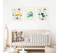 MeinBaby123® Lot de 3 posters dinosaures pour chambre d'enfant - Format A4 - Images décoratives pour chambre d'enfant garçon - Décoration de chambre de bébé - 1