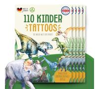 MeinBaby123 Lot de 550 tatouages pour enfants - Doux pour la peau - Avec dinosaures - Tatouages autocollants - Cadeau pour enfants - Végétalien et fabriqué en Allemagne (5 dinosaures)
