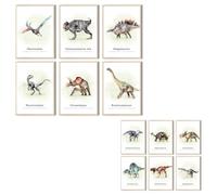 MeinBaby123® Lot de 6 Posters Dinosaures Double Face pour Chambre d'Enfant, Format A4, 12 Motifs, Images Premium (Lot V1)