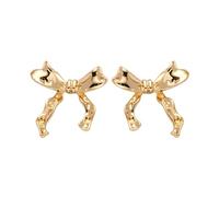 Meindin 1/2 Bow Stud Earrings, Boucles d'oreilles À Nœud Papillon en Argent Doré, Boucles d'oreilles À Nœud en Ruban Classique, Bijoux Fête d'anniversaire Bijoux Cadeaux pour Femmes Et Filles