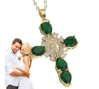 Meindin Collier pendentif croix de la Vierge Marie, collier croix de Sainte Marie, Pendentif Croix Sainte Marie, Bijoux croix pour mariage, fête, usage quotidien, collier pour la plupart des Occasions