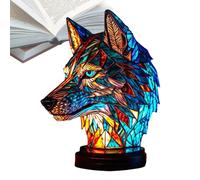 Meindin Loup Lampe Vitrail, Lampe en Verre Teinté pour Animaux, Lampes De Table en Forme d'animaux Vintage, Table Lumineuse pour Chambre De Bébé Et Décoration, pour La Décoration De La Maison