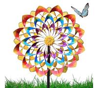 Meindin Moulin à vent rotatif - Sculpture rotative en métal - Moulin à vent Harlow - Décoration de jardin - Moulin à vent cinétique pour pelouse, jardin, extérieur