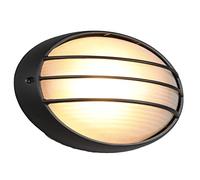 meineWunschleuchte Applique murale d'extérieur en aluminium moulé sous pression - Noir - Éclairage de façade IP44 - Lampe à grille ovale - Largeur : 32 cm