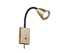 Lampe de lecture LED flexible, applique murale avec ou sans prise, laiton mat